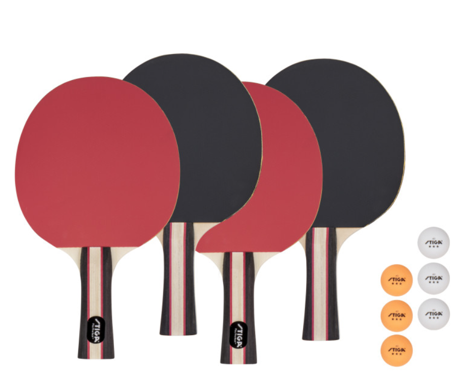 STIGA - Classic 4-Player Table Tennis Paddle and Ball Set